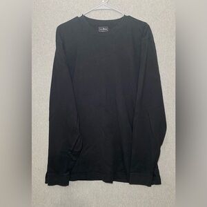 L. LL Bean T-Shirt Men Large Black Long Sleeve Traditional Fit Cotton 224603